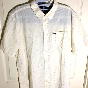 Volcom Men’s L Modern Fit Beige Button Shirt